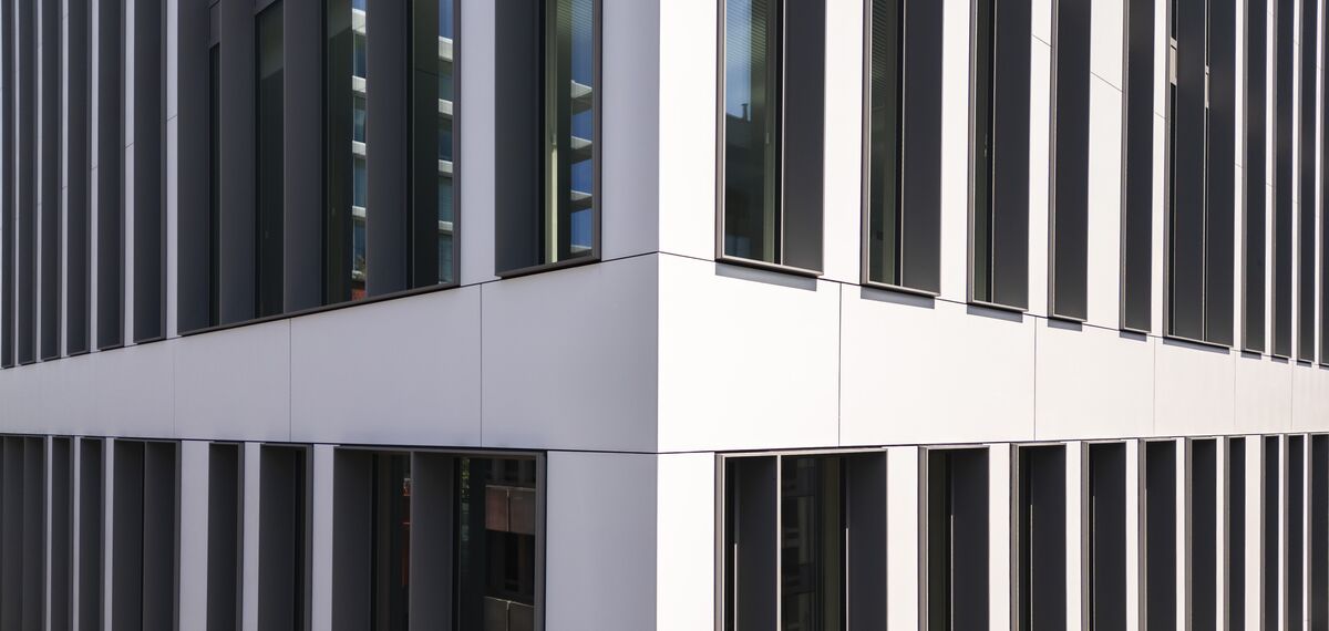 Close up of glazed façade